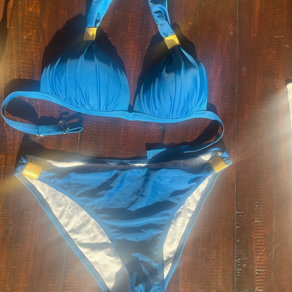 Blue and Gold Women's Bikini Set